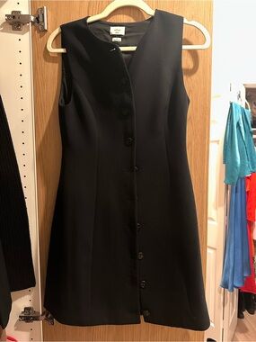 Sleeveless Black Button-Front Dress